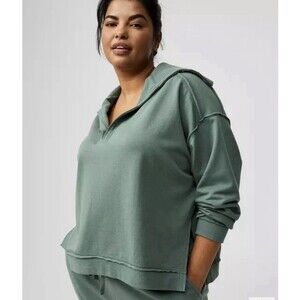 Torrid V-Neck Pullover Sweatshirt Sz 5X Teal Pullover Comfort Fold Over Collar